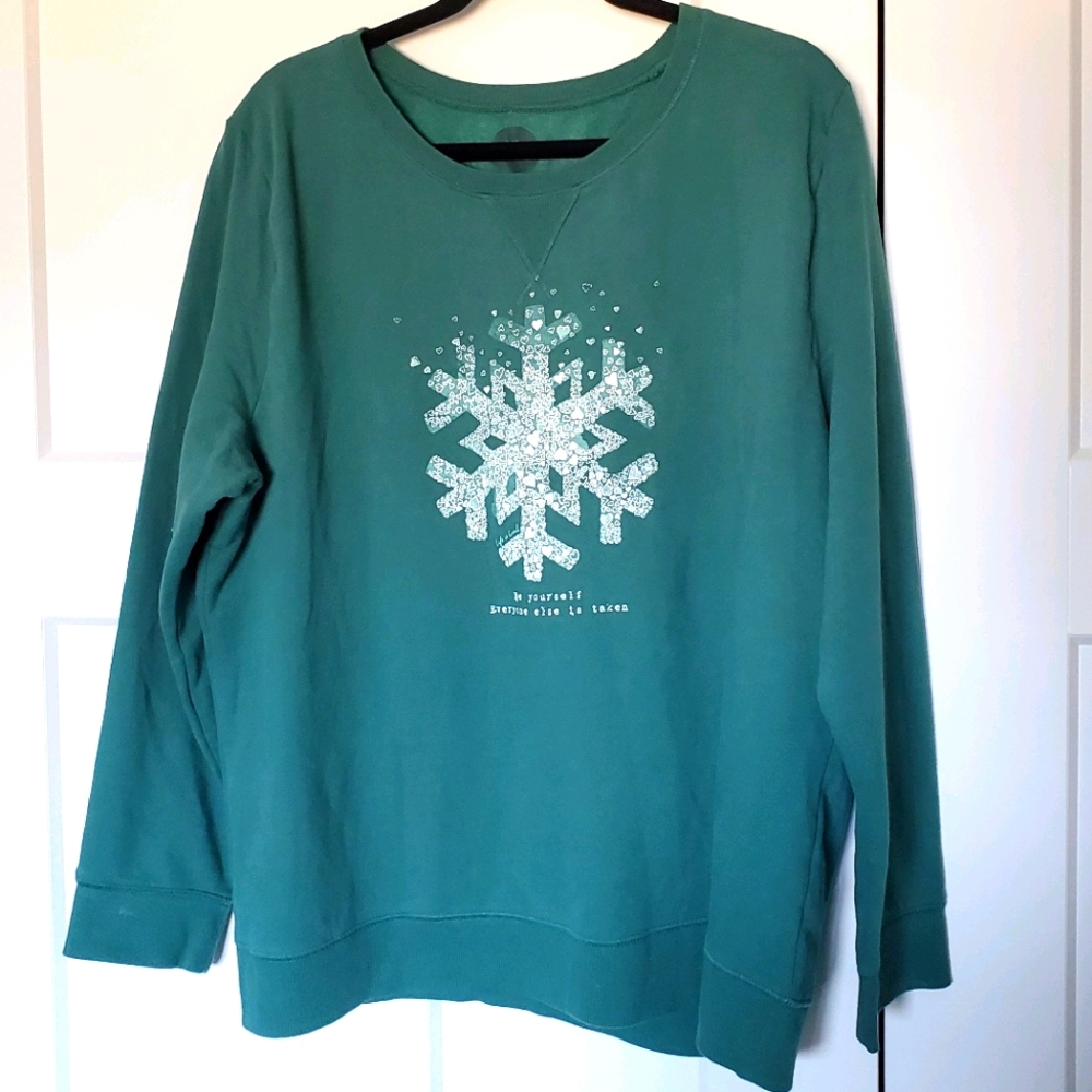 LIFE IS GOOD GREEN 2XL Graphic Crewneck Sweater
